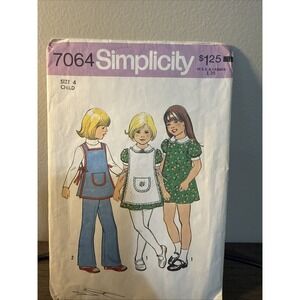 Vintage Simplicity Sewing Pattern 7064 Dress & Pant Set Sz 4 Cut & All Pieces